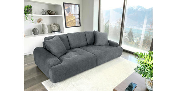 BIGSOFA Flachgewebe Dunkelgrau  - Dunkelgrau/Schwarz, KONVENTIONELL, Kunststoff/Textil (276/95/130cm) - Carryhome