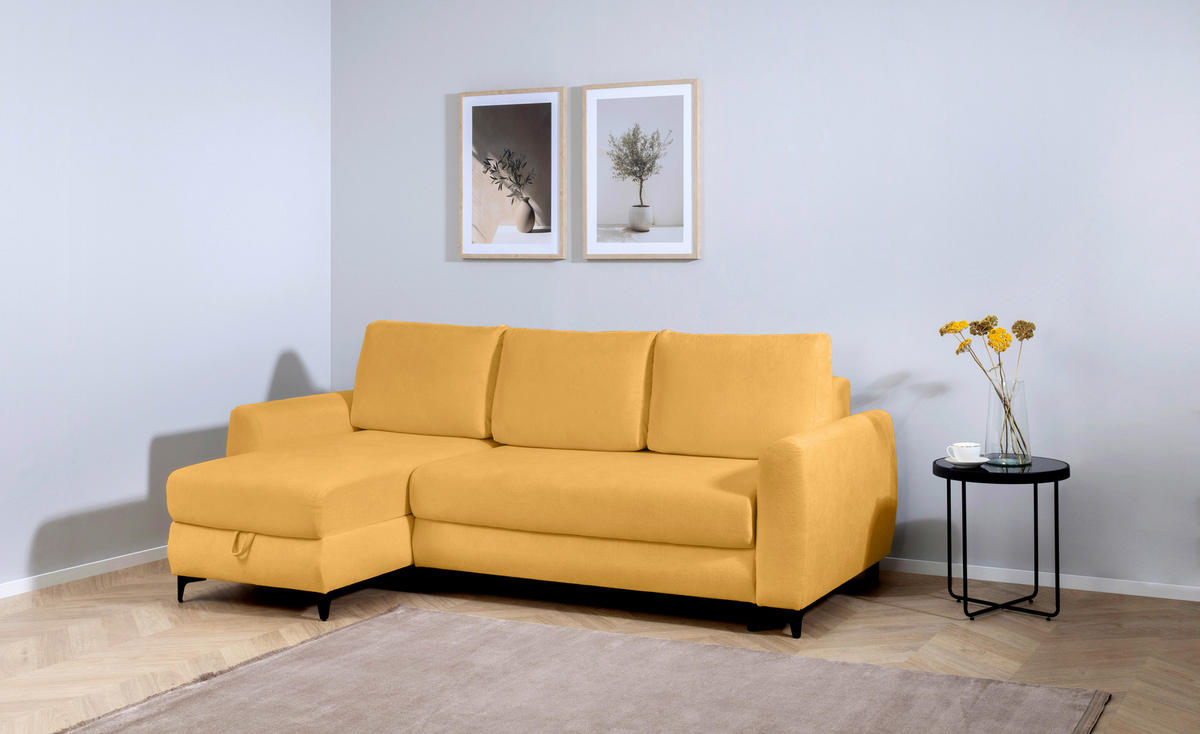 ECKSOFA Moli Gelb  - Gelb/Schwarz, Design, Textil/Metall (236/148cm) - MID.YOU