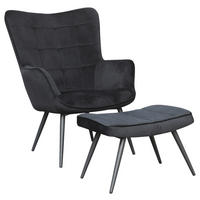 SESSELSET in Samt Schwarz  - Schwarz, MODERN, Holzwerkstoff/Textil (72/60/97/39/80/41cm) - MID.YOU