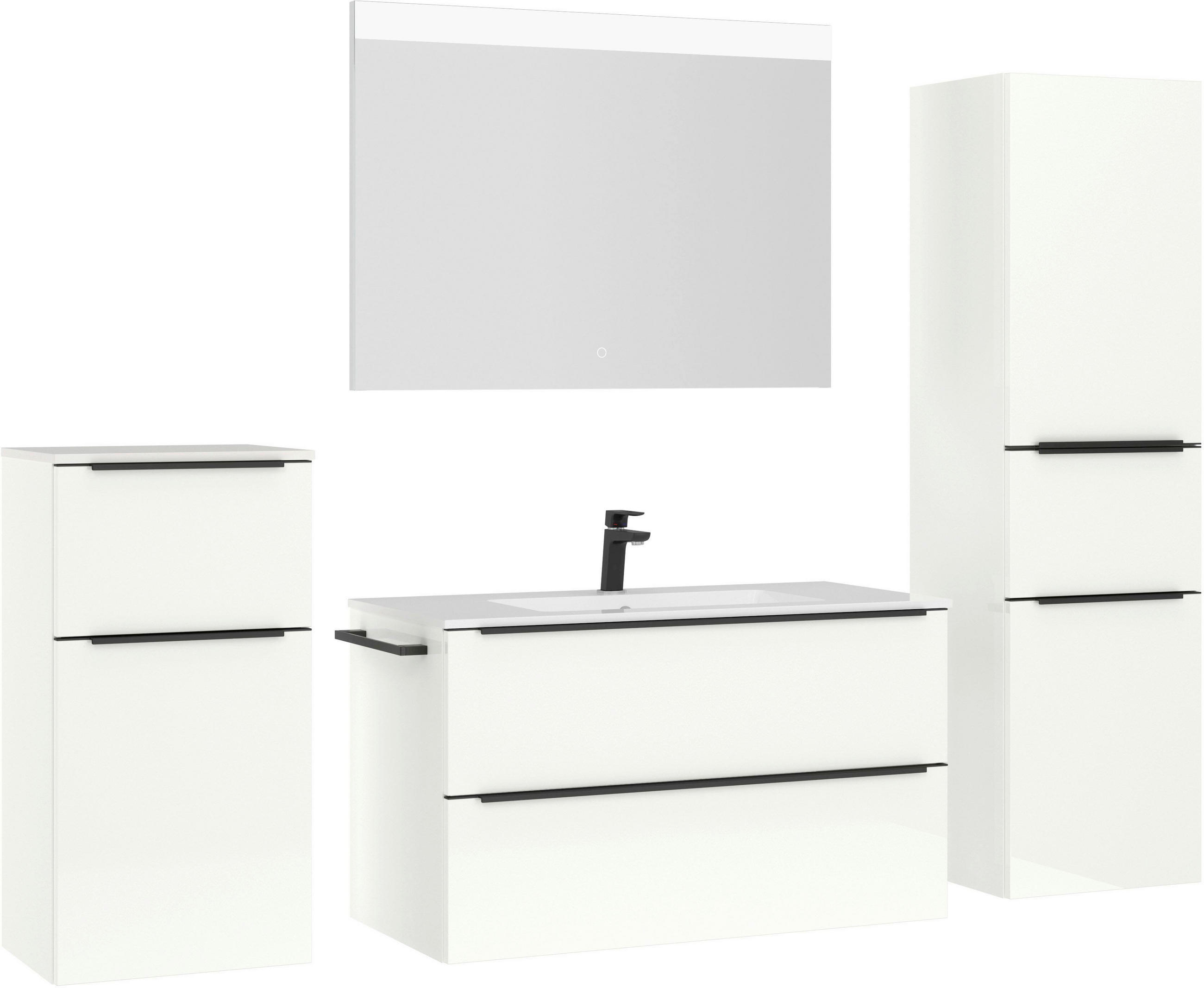 Nobilia Badezimmer Weiß, Weiß Hochglanz 191 cm