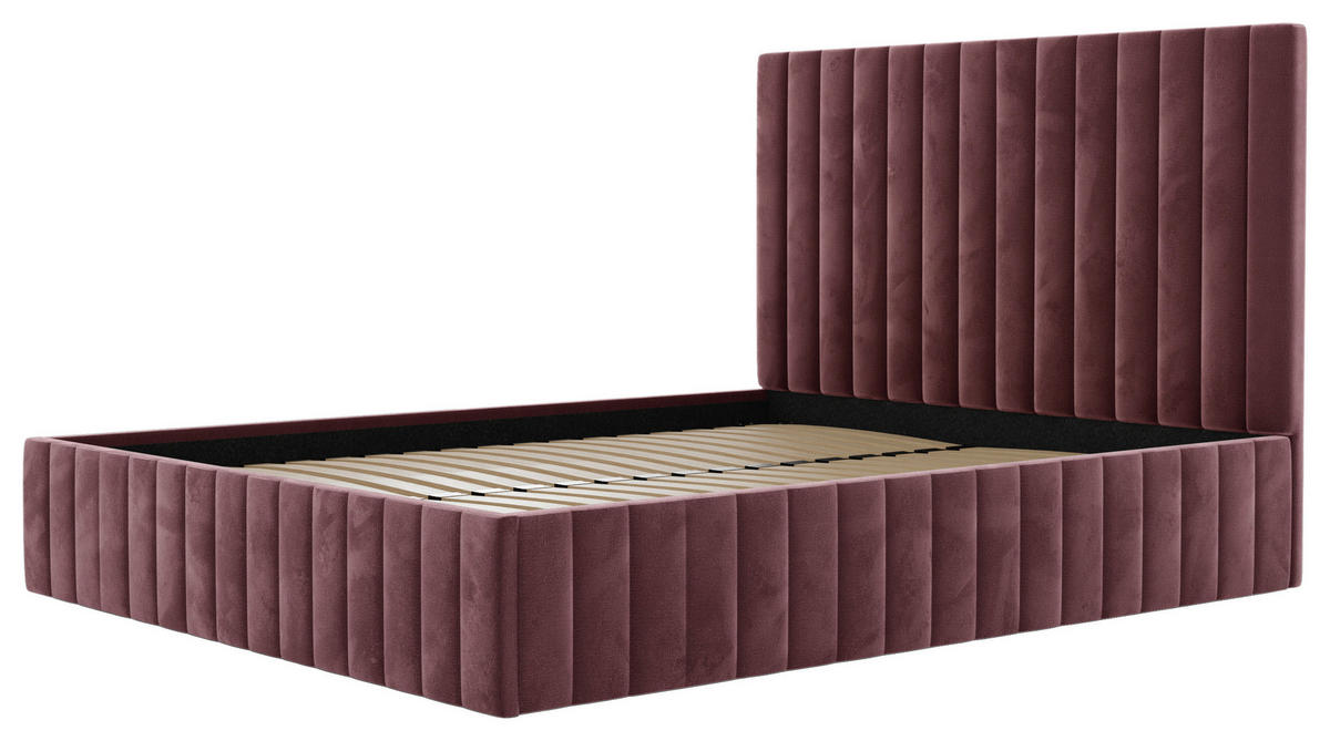 POLSTERBETT Lattenrost, Bettkasten 140/200 cm  in Bordeaux  - Bordeaux/Schwarz, Design, Holz/Textil (140/200cm) - Boxxx