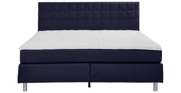 BOXSPRINGBETT 120/200 cm  in Dunkelblau  - Alufarben/Dunkelblau, KONVENTIONELL, Textil/Metall (120/200cm) - Carryhome