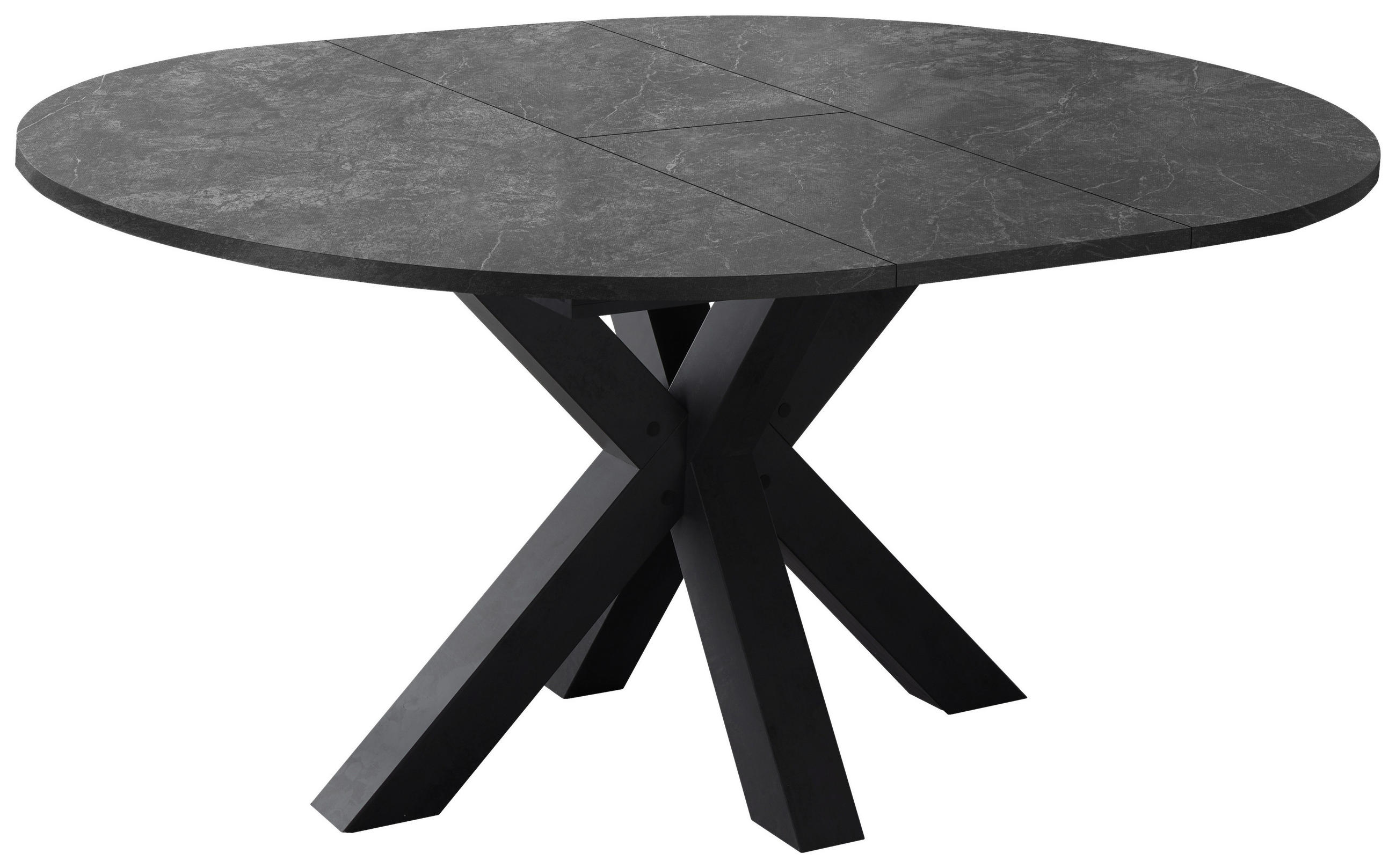 Hom`in Esstisch Grau, Schwarz 130-170x77.5x130-170 cm