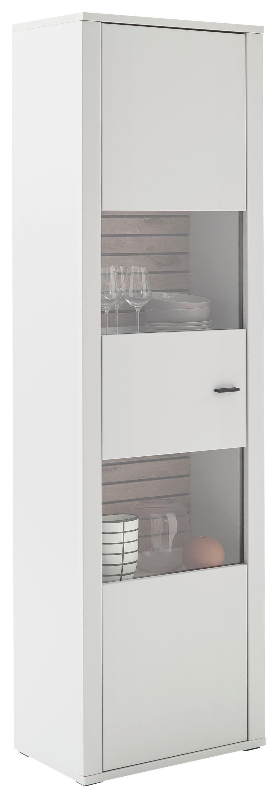 VITRINE  in Weiß, Eichefarben - Eichefarben/Anthrazit, Design, Glas/Holzwerkstoff (61/206/37cm) - Stylife