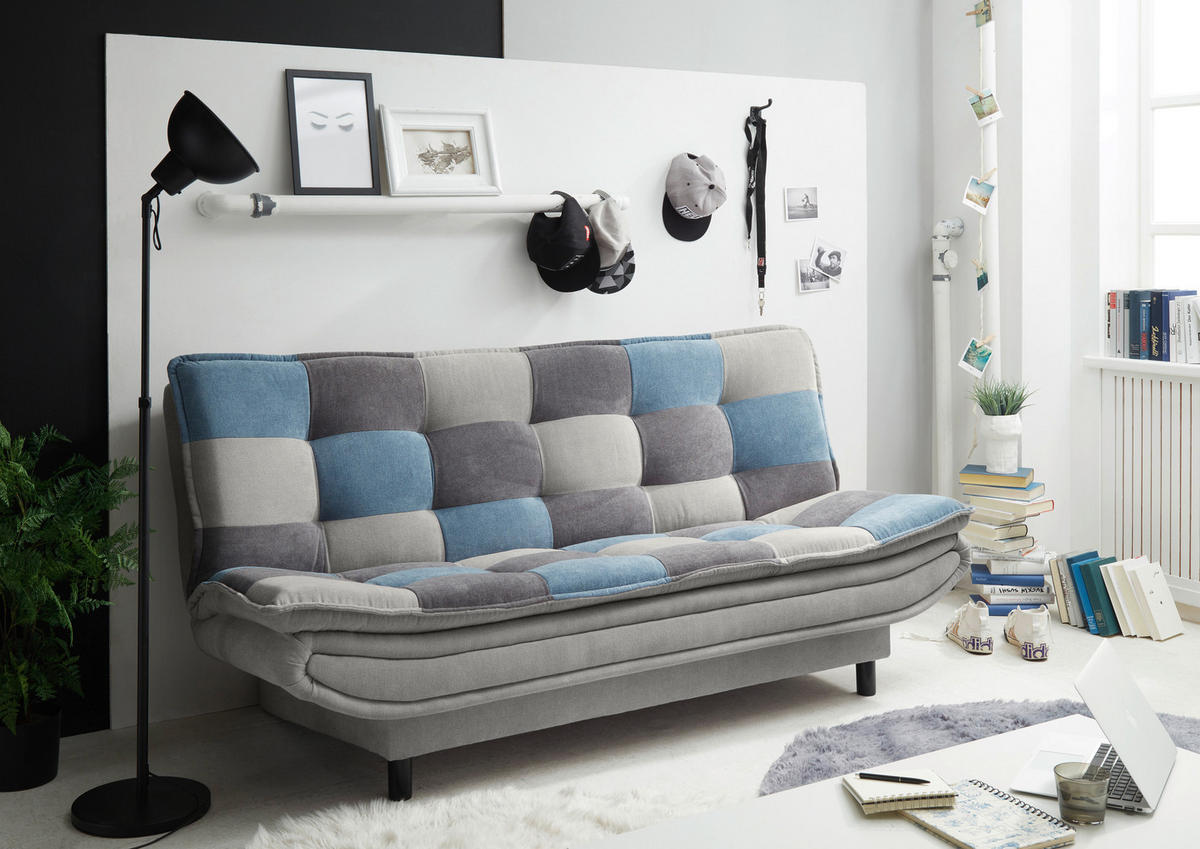 SOFA LEŽAJ plava, boja zemlje, tamnosiva  - tamnosiva/boja zemlje, Osnovno, tekstil/pločasti materijal (188/90/89cm) - MID.YOU
