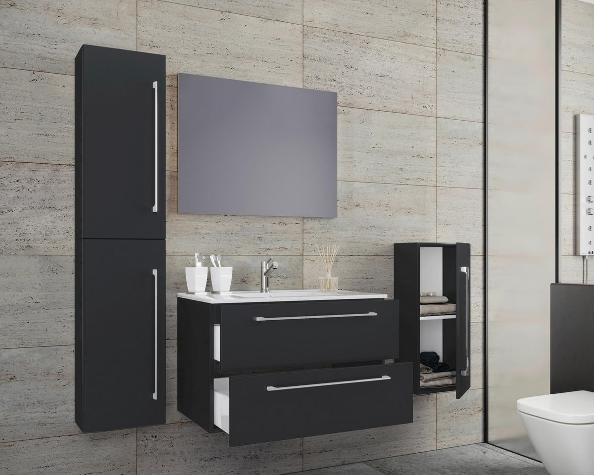 BADEZIMMER  in 147 cm  - Schwarz/Weiß, MODERN, Keramik/Holzwerkstoff (147cm) - MID.YOU