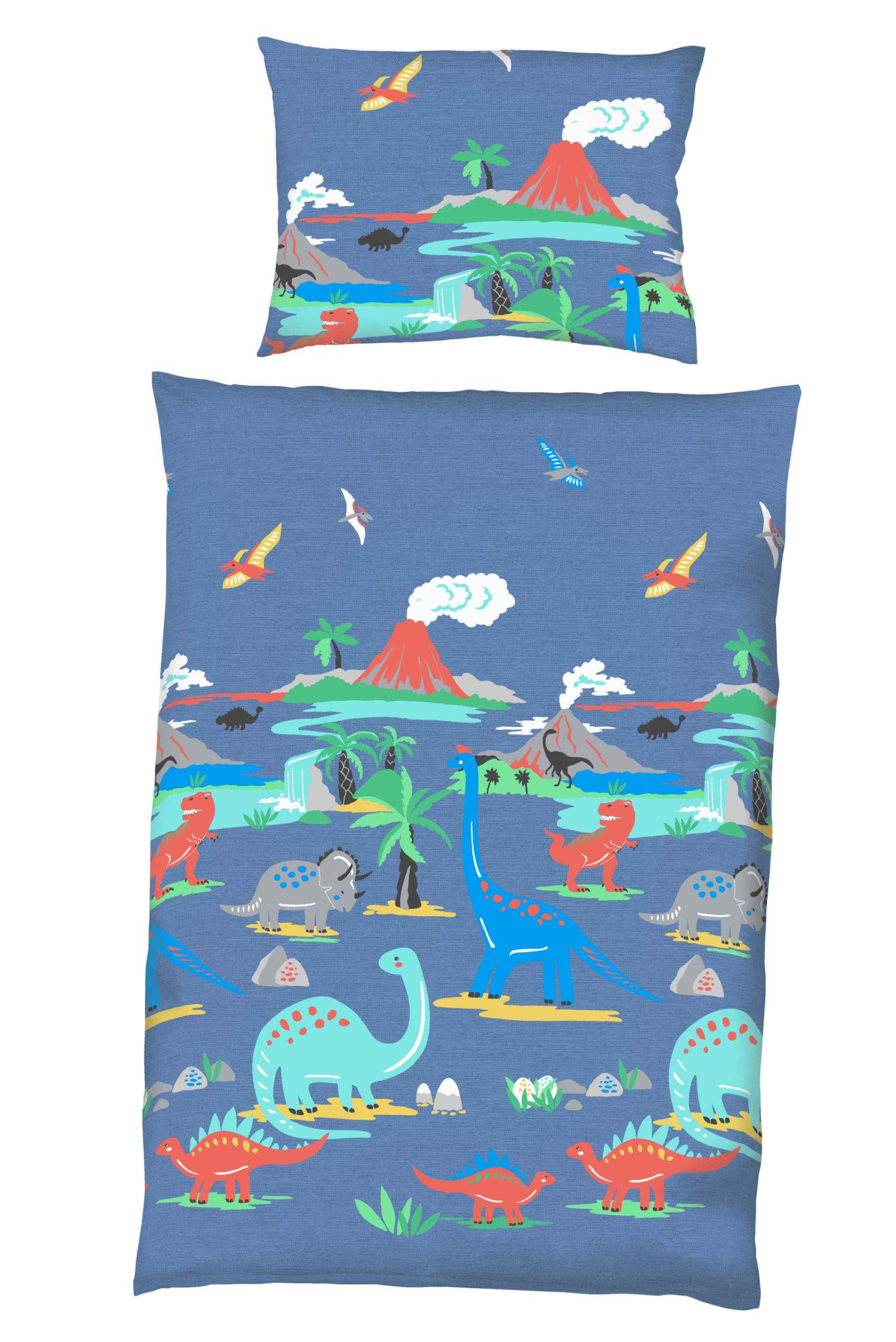BETTWÄSCHE Dinosaurus Flanell 140/200 cm  - Blau, Trend, Textil (140/200cm) - Kaeppel