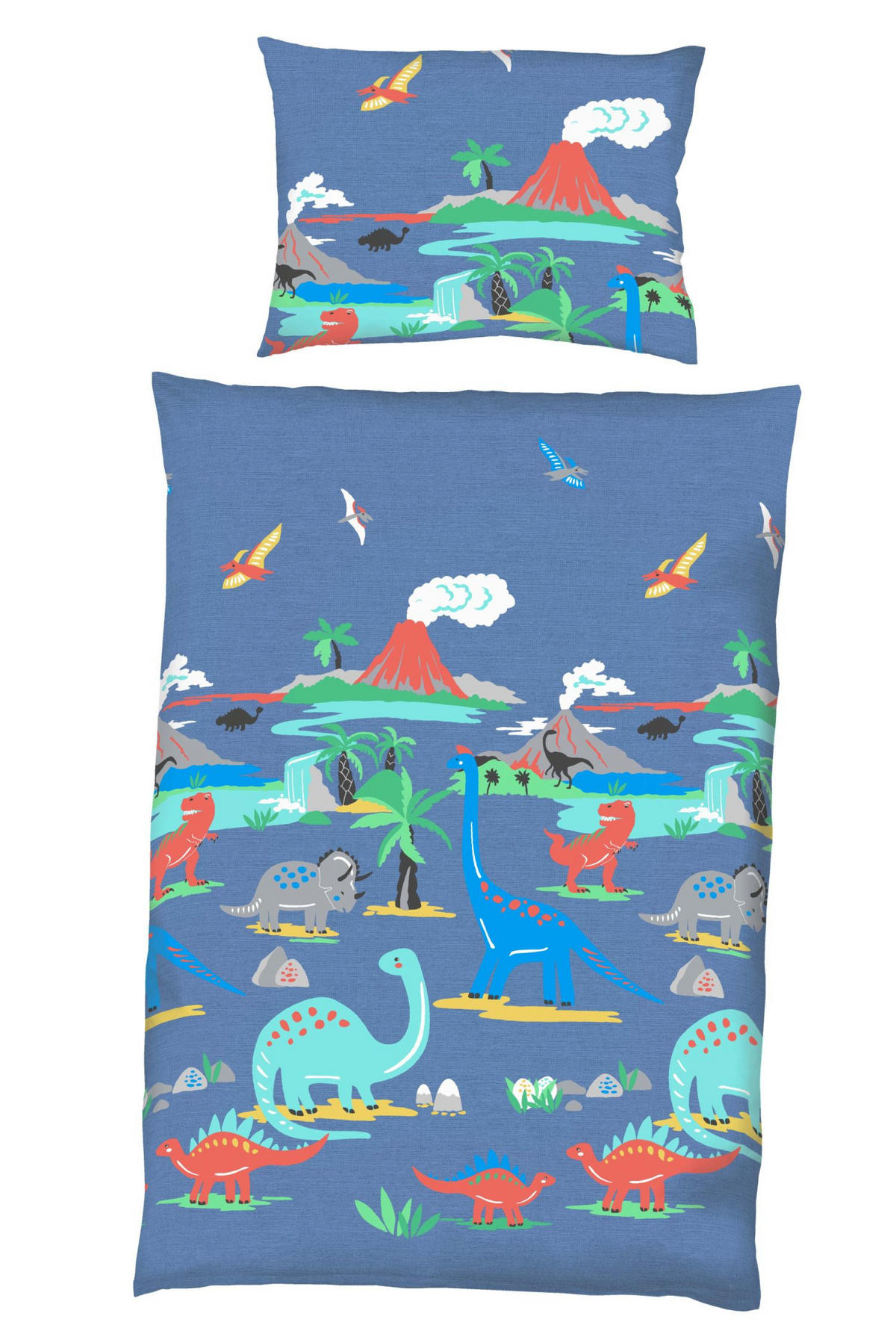 BETTWÄSCHE Dinosaurus Flanell 140/200 cm  - Blau, Trend, Textil (140/200cm) - Kaeppel