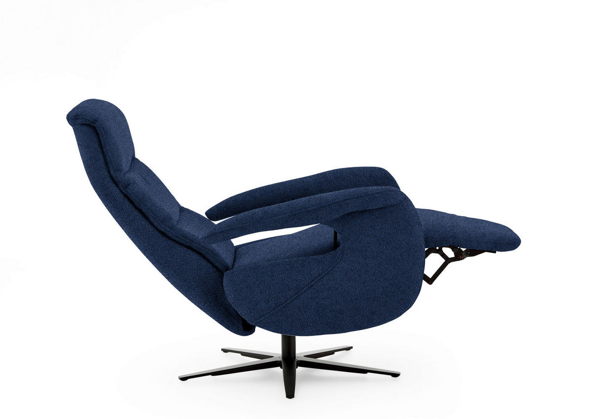 RELAXSESSEL in Textil Blau  - Blau/Schwarz, Design, Textil/Metall (71/112/83-176cm) - Beldomo Style