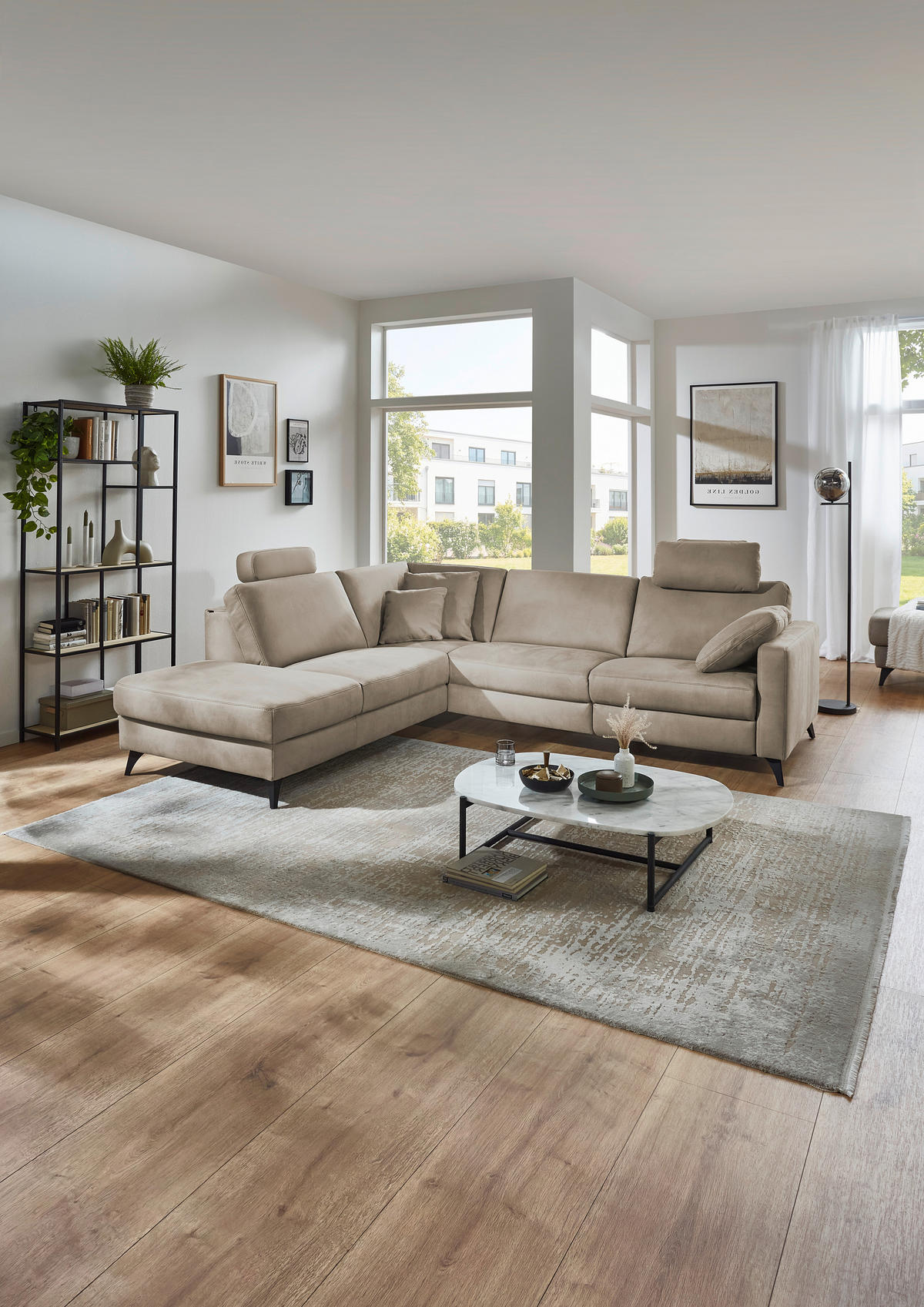 ECKSOFA Dieter Knoll Beigebraun Mikrofaser  - Beigebraun/Schwarz, Design, Textil/Metall (238/269cm) - Dieter Knoll