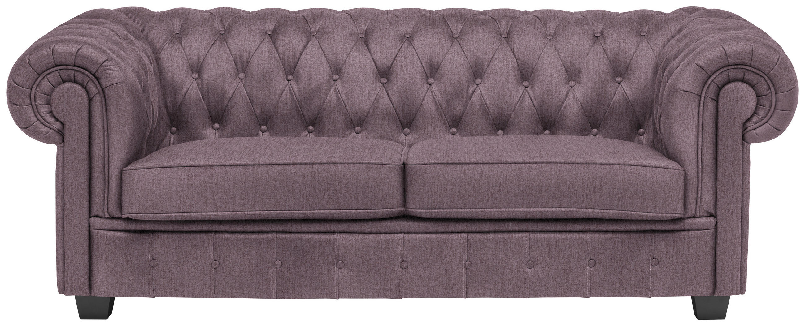 CHESTERFIELD-SOFA in Webstoff Mauve  - Wengefarben/Mauve, Lifestyle, Holz/Textil (206/76,5/96cm) - Landscape