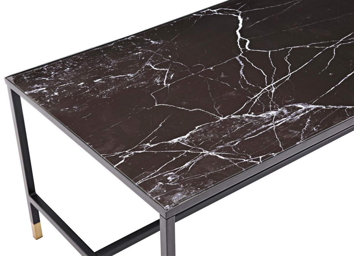 SOFFBORD i metall, glas 130/60/48 cm  - mässingsfärgad/svart, Design, metall/glas (130/60/48cm) - Livetastic