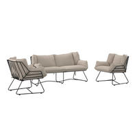 GARTENSET Webstoff Stahl  - Beige/Schwarz, Design, Textil/Metall (168/74/74cm) - Ambia Garden