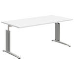 SCHREIBTISCH 160/80/70-82 cm  in Weiß, Alufarben  - Alufarben/Weiß, KONVENTIONELL, Holzwerkstoff/Metall (160/80/70-82cm) - Moderano