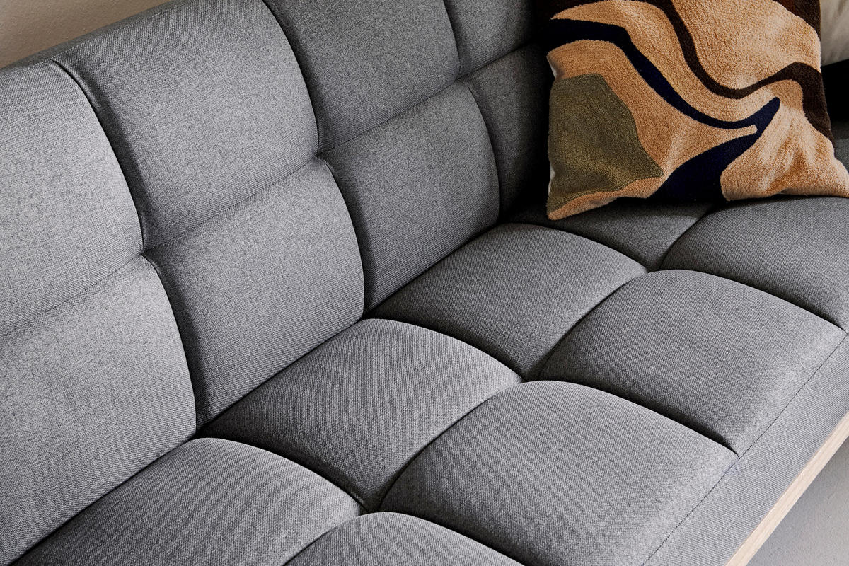 SCHLAFSOFA Webstoff Grau  - Eichefarben/Grau, MODERN, Holz/Textil (213/83/83cm) - Livetastic