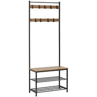 ŠATNA, 70/175/33 cm - černá/přírodní barvy, Moderní, kov/kompozitní dřevo (70/175/33cm) - PBJ