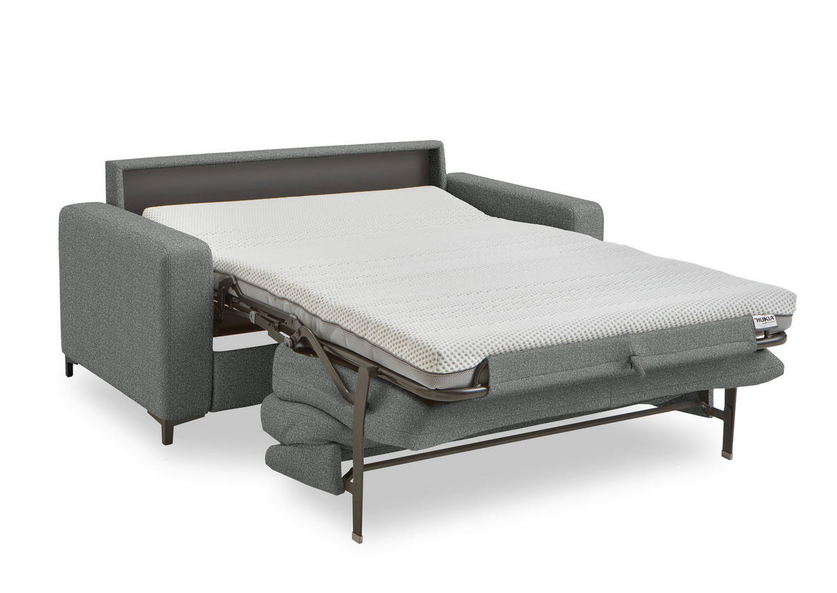 SCHLAFSOFA Webstoff Grau Fussart wählbar, Stoffauswahl, Schlafen auf Sitzhöhe, Armteil rechts, Armteil links, Rückenfutter  - Schwarz/Grau, Konventionell, Textil/Metall (196/87/103cm) - Dieter Knoll