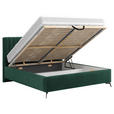 POLSTERBETT gepolstertes Kopfteil, Lattenrost, Bettkasten Waldgrün 180/200 cm  - Waldgrün/Schwarz, KONVENTIONELL, Holz/Textil (180/200cm) - Hom`in