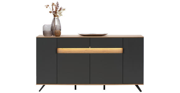 SIDEBOARD Anthrazit, Eichefarben  180,6/82/42 cm  - Eichefarben/Anthrazit, MODERN, Holzwerkstoff/Metall (180,6/82/42cm) - Dieter Knoll