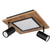 LED-DECKENLEUCHTE 12 W    30/30/18 cm  - Opal/Schwarz, Design, Holzwerkstoff/Kunststoff (30/30/18cm) - Globo