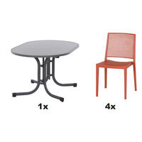 GARTENGARNITUR 5-teilig  - Rot, Basics (90/80/138cm) - Siena Garden