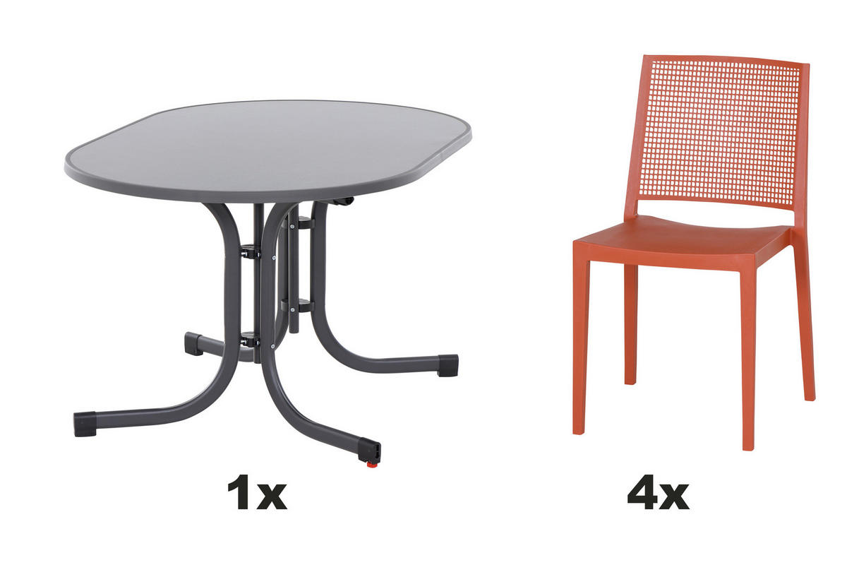 GARTENGARNITUR 5-teilig  - Rot, Basics (90/80/138cm) - Siena Garden