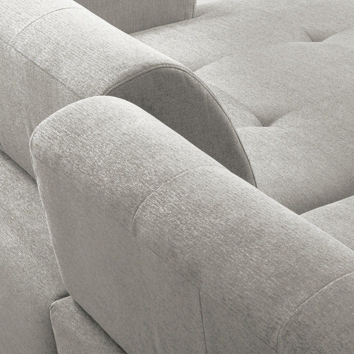 ECKSOFA AUSTIN Hellgrau Flachgewebe Sitztiefenverstellung  - Hellgrau/Schwarz, Design, Kunststoff/Textil (286/169cm) - Livetastic