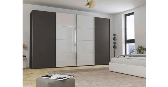SCHWEBETÜRENSCHRANK 361/235/68 cm 4-türig - Chromfarben, KONVENTIONELL, Glas/Holzwerkstoff (361/235/68cm) - Novel