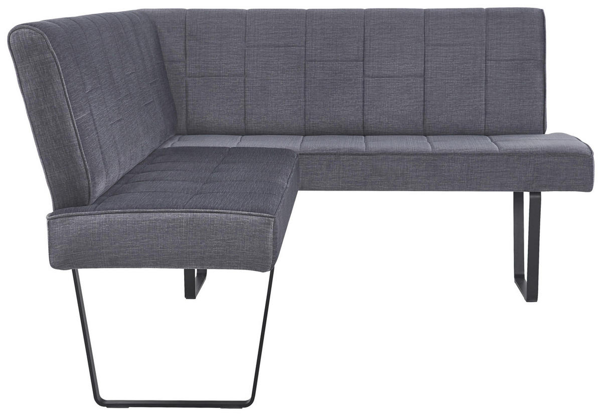 ECKBANK 190/150 cm Samt Dunkelgrau   - Dunkelgrau/Schwarz, KONVENTIONELL, Textil/Metall (190/150cm) - MID.YOU
