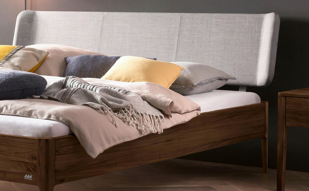 BETT 140/200 cm  in Nussbaumfarben, Hellgrau   - Nussbaumfarben/Hellgrau, Modern, Holz/Textil (140/200cm) - Hasena