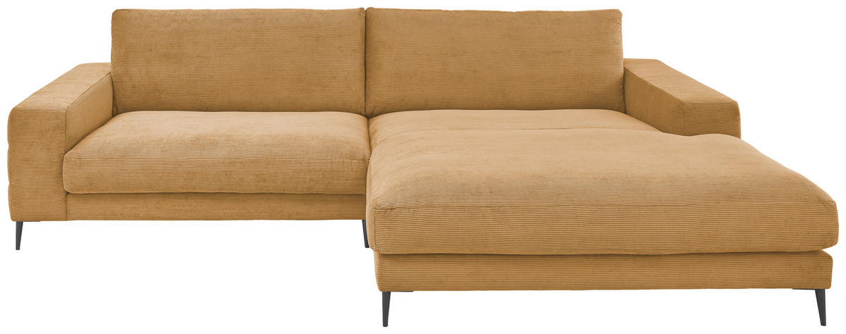 ECKSOFA in Feincord Gelb  - Gelb/Schwarz, Design, Textil/Metall (293/207cm) - Dieter Knoll
