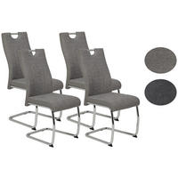 SCHWINGSTUHL-SET 4 Stück  in Stahl Webstoff  - Chromfarben/Grau, MODERN, Textil/Metall (43/98/59cm) - MID.YOU