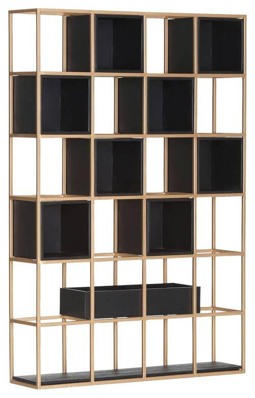 REGAL  108/160/25 cm Schwarz, Goldfarben  - Goldfarben/Schwarz, Design, Holz/Metall (108/160/25cm) - Lomoco