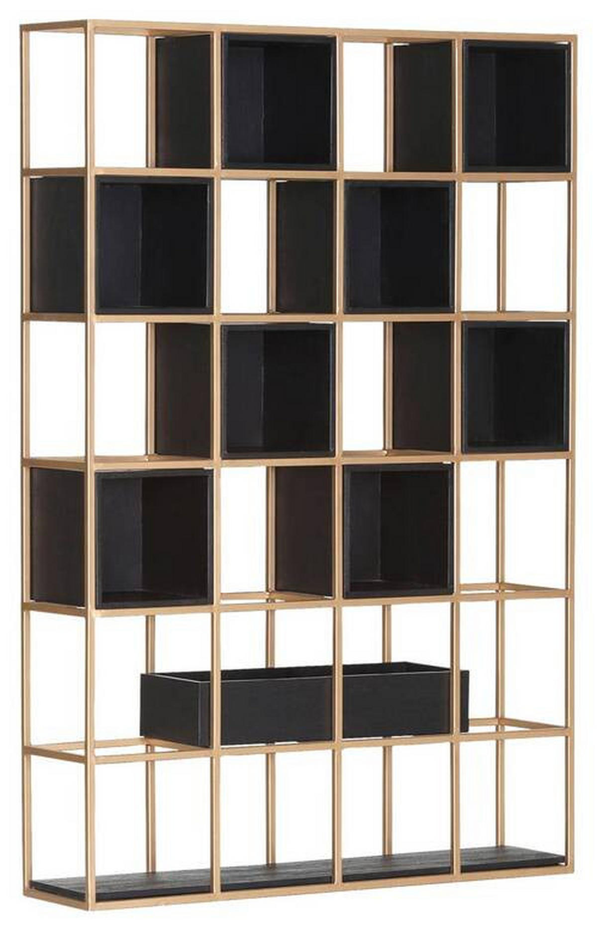 REGAL  108/160/25 cm Schwarz, Goldfarben  - Goldfarben/Schwarz, Design, Holz/Metall (108/160/25cm) - Lomoco