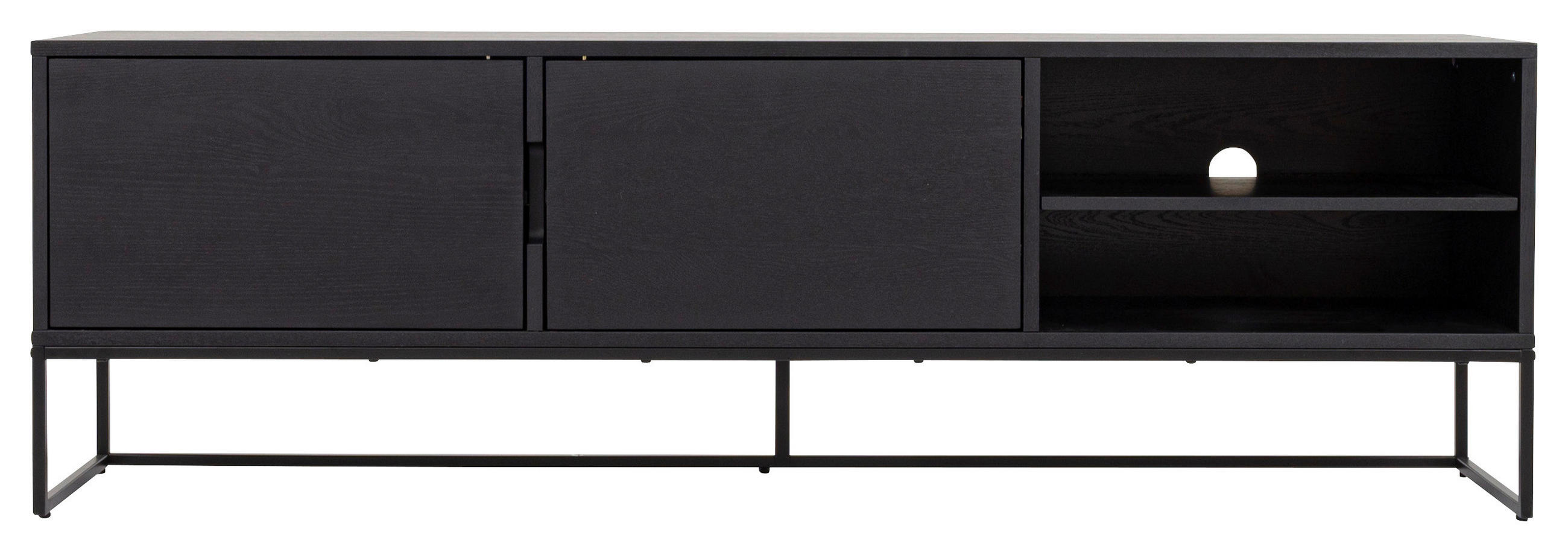 LOWBOARD furniert Schwarz, Eschefarben  - Eschefarben/Schwarz, Design, Holzwerkstoff/Metall (176/57/40cm)