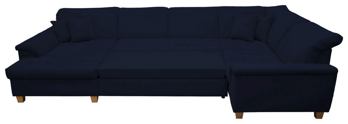WOHNLANDSCHAFT in Mikrofaser Dunkelblau  - Eichefarben/Dunkelblau, KONVENTIONELL, Holz/Textil (170/352/214cm) - MID.YOU