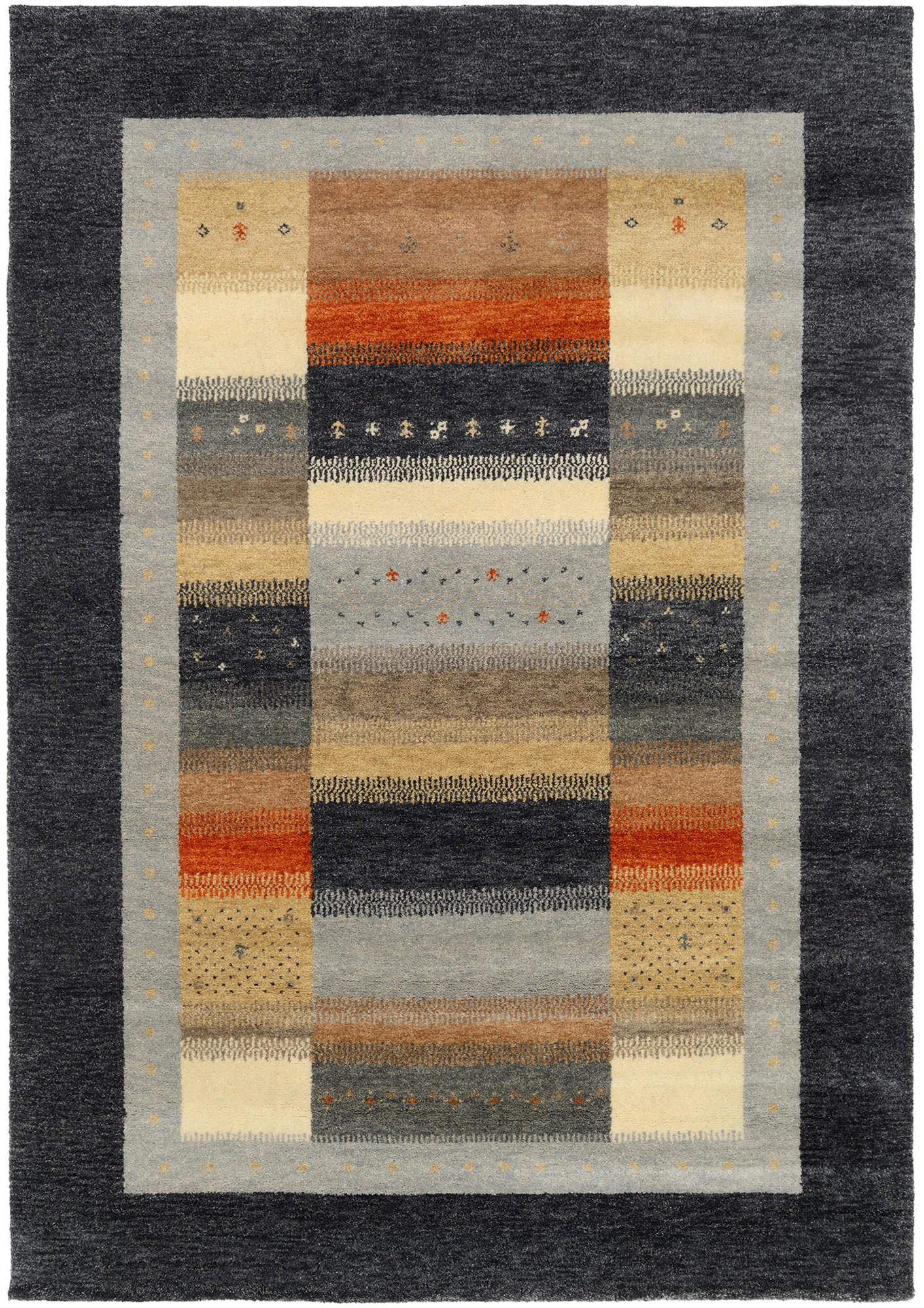 Novel Wollteppich Grau, Mehrfarbig 70x140 cm