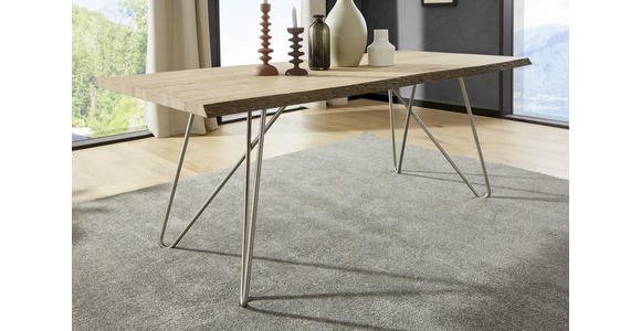 ESSTISCH in Holz, Metall 160/110/77 cm - Edelstahlfarben/Eichefarben, Design, Holz/Metall (160/110/77cm) - Dieter Knoll