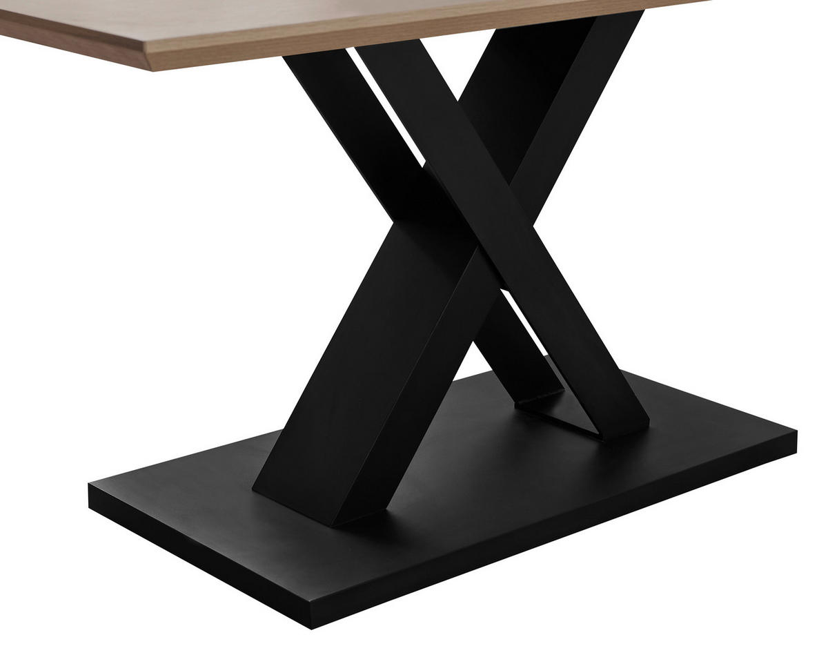 JEDILNA MIZA, črna, barve hrasta  - črna/barve hrasta, Moderno, kovina/leseni material (160/76/90cm) - Ti'me