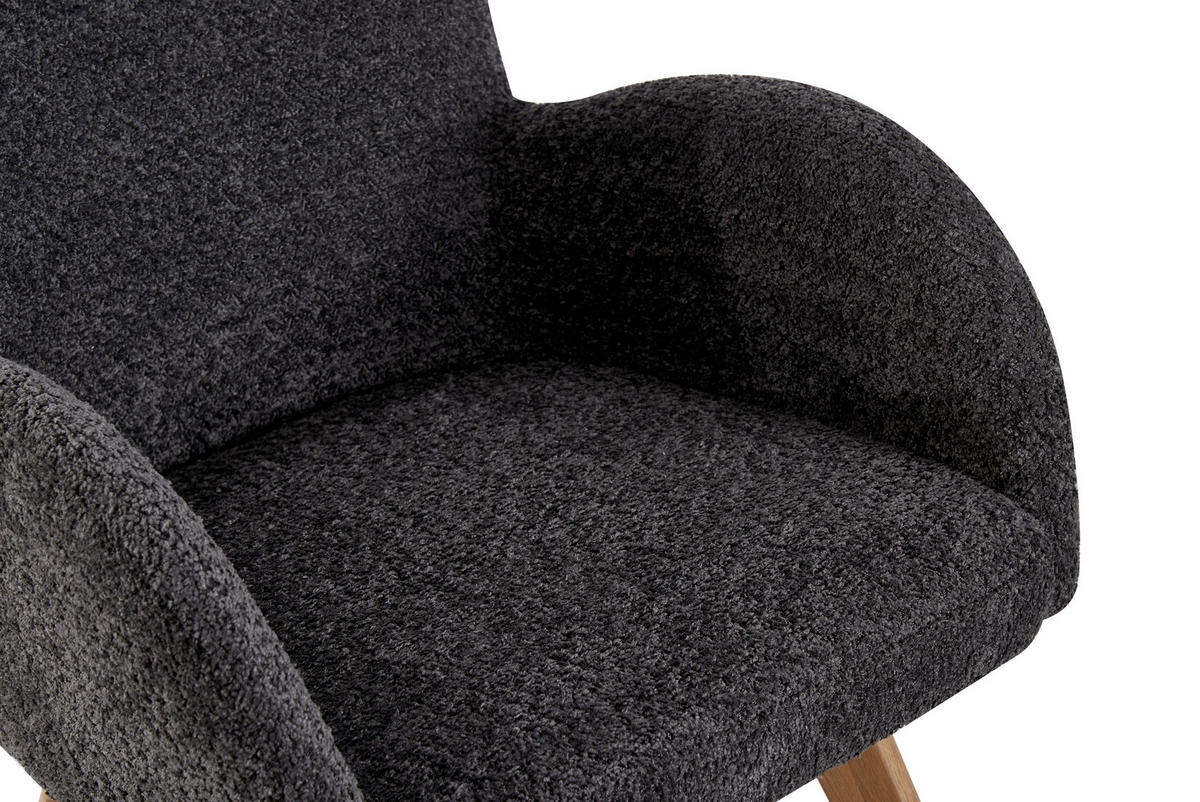 ARMLEHNSTUHL  in Teddystoff, Bouclé  - Dunkelgrau/Eichefarben, MODERN, Holz/Textil (57/85/63cm) - MID.YOU
