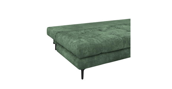 SCHLAFSOFA Chenille Dunkelgrün Rückenkissen, Armlehnenkissen, Bettkasten, Schlaffunktion, Rücken echt  - Dunkelgrün/Schwarz, KONVENTIONELL, Textil/Metall (203/94/96cm) - Carryhome