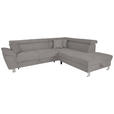 ECKSOFA in Cord Dunkelgrau  - Dunkelgrau/Silberfarben, Design, Textil/Metall (257/226cm) - Xora