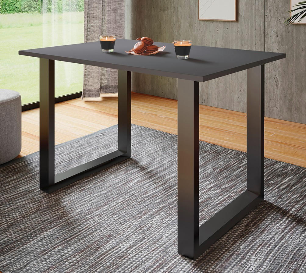 SCHREIBTISCH  in Anthrazit, Schwarz  - Anthrazit/Silberfarben, Design, Holzwerkstoff/Metall (140/76/50cm) - MID.YOU