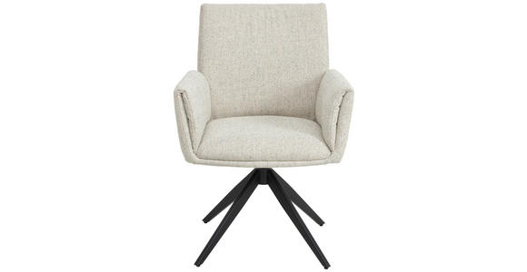 ARMLEHNSTUHL in Eisen Flachgewebe - Beige/Schwarz, MODERN, Textil/Metall (65/90/60cm) - Novel