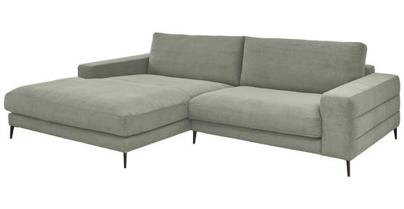 ECKSOFA in Feincord Grau  - Schwarz/Grau, Design, Textil/Metall (207/293cm) - Dieter Knoll