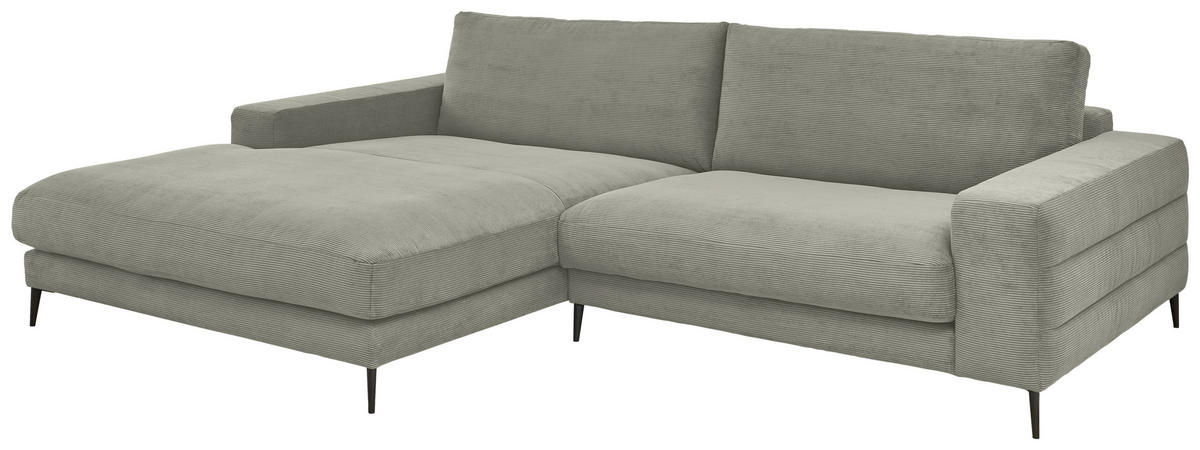 ECKSOFA Grau Feincord  - Schwarz/Grau, Design, Textil/Metall (207/293cm) - Dieter Knoll