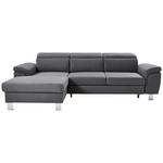 ECKSOFA in Webstoff Grau  167/250 cm  - Silberfarben/Grau, Design, Textil/Metall (167/250cm) - Xora