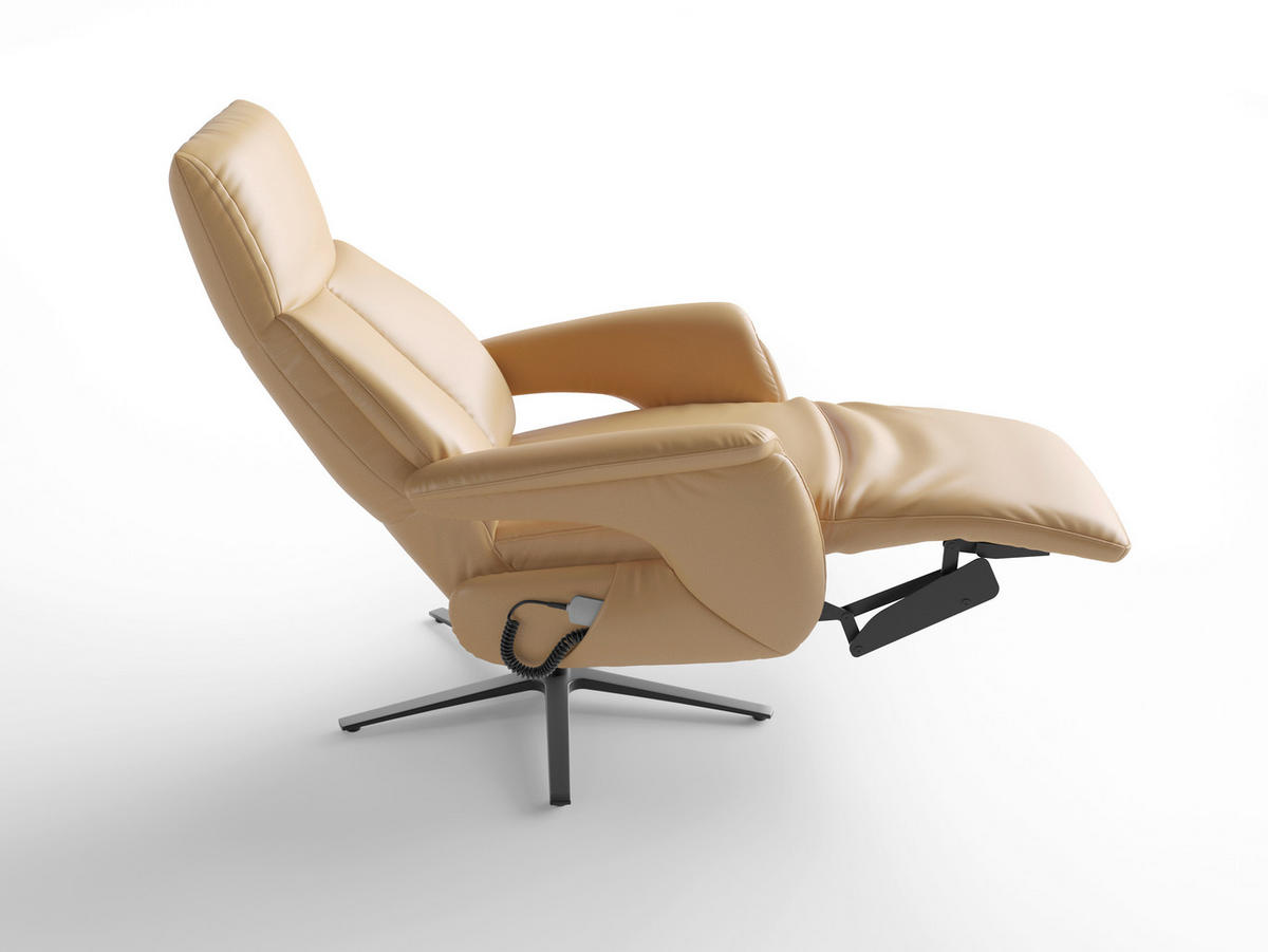RELAXSESSEL Leder Cappuccino  - Schwarz/Cappuccino, Basics, Leder/Metall (75/110/85cm) - Sit & More