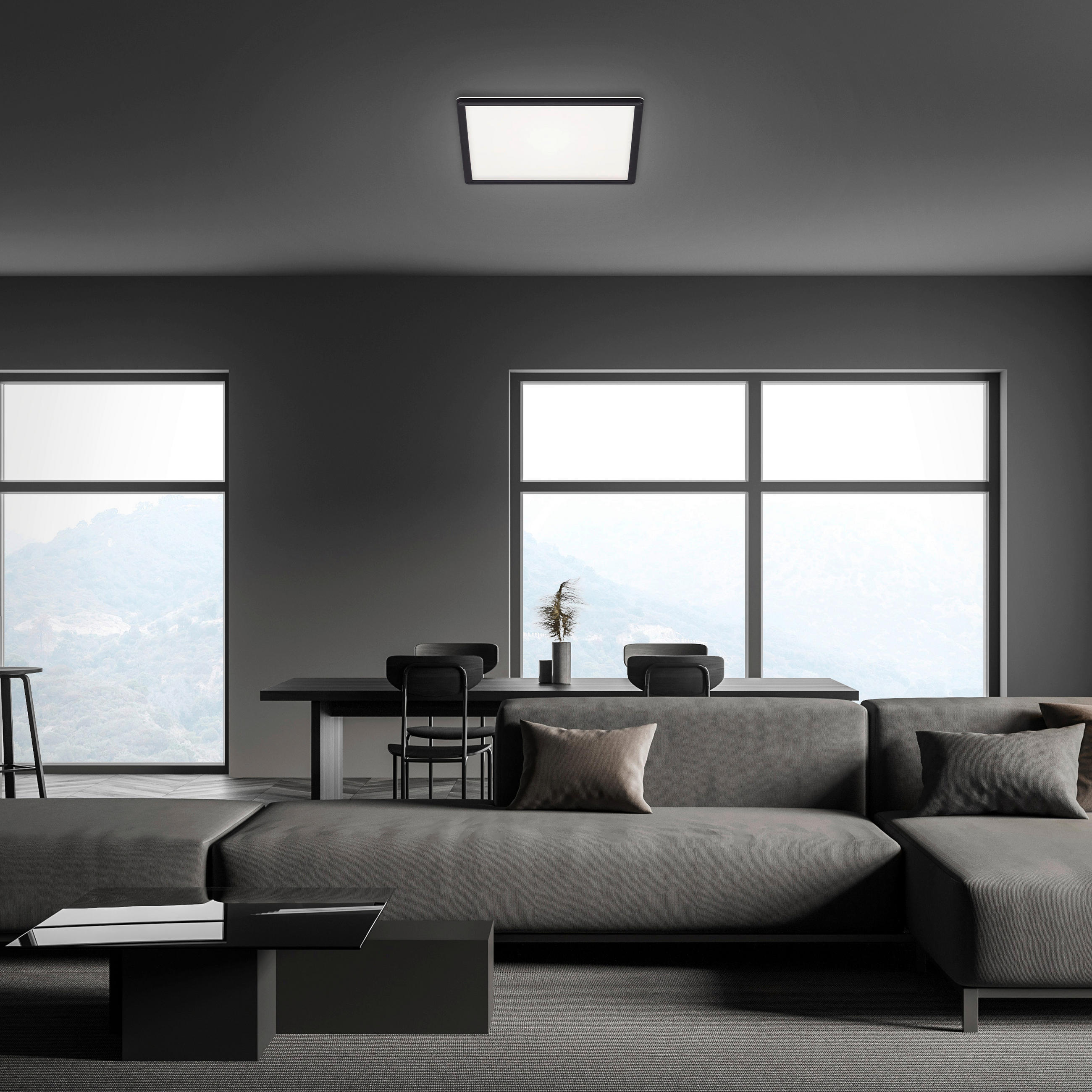 LED-PANEEL Slim 29,3/29,3/2,8 cm   - Schwarz, Basics, Kunststoff (29,3/29,3/2,8cm)