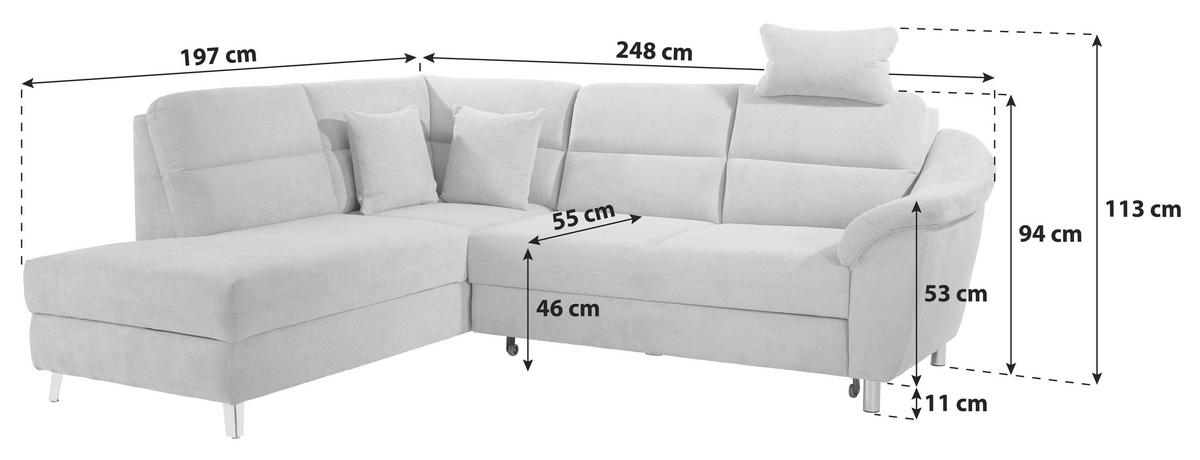 ECKSOFA in Velours Beige  - Beige/Silberfarben, Konventionell, Textil/Metall (197/248cm) - Livetastic